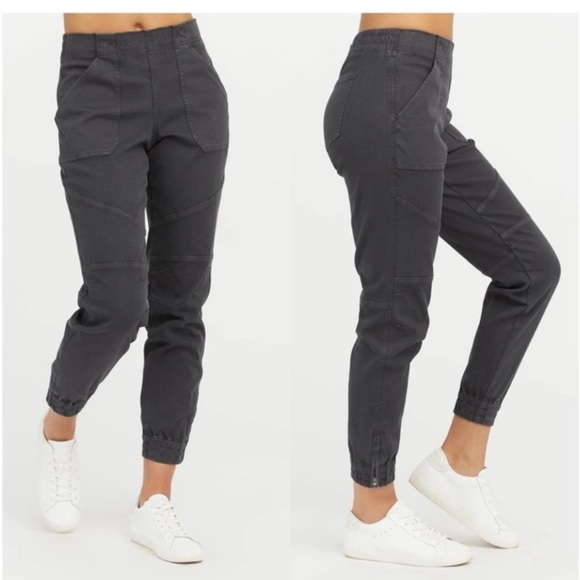 SPANX Stretch Twill Cargo Jogger Washed Gray Pants Size Medium M Woman’s - Picture 1 of 12